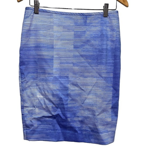 NWOT T Tahari Blue White Striped Pencil Skirt Size 4‎ Cotton Blend Lined #DB